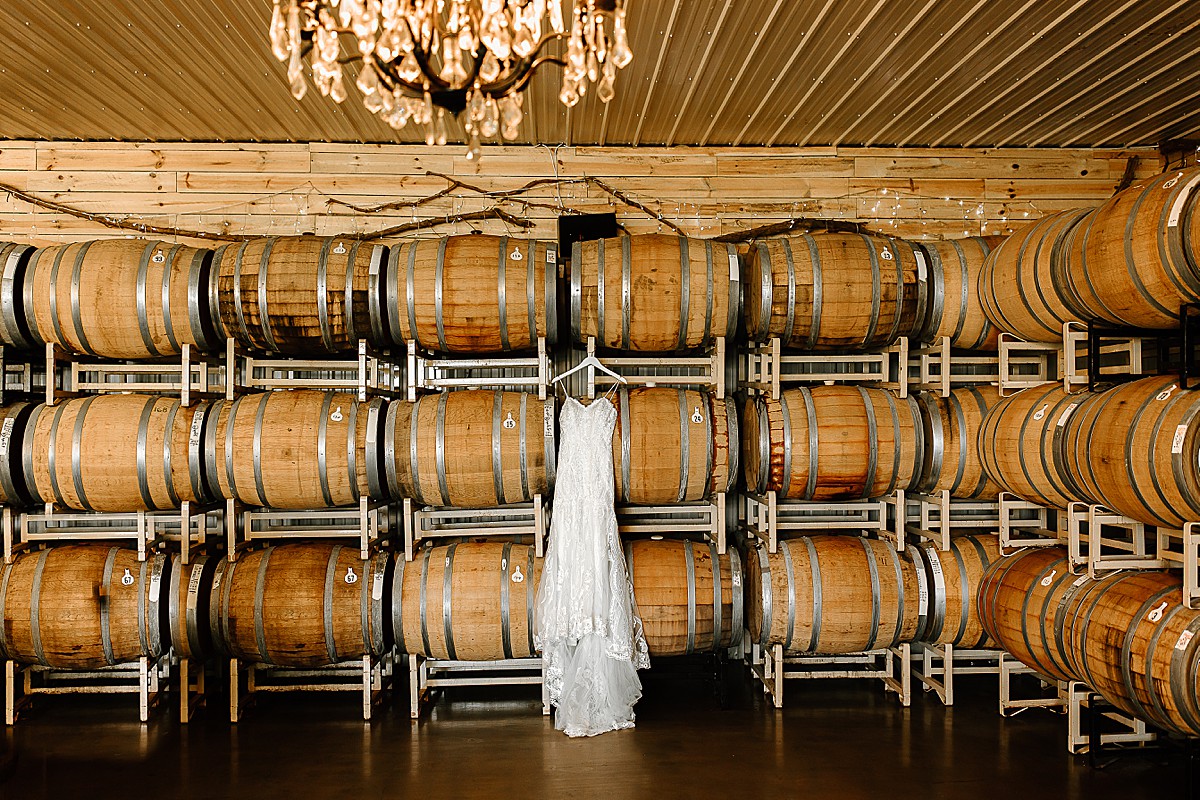 Wedding dress at winery