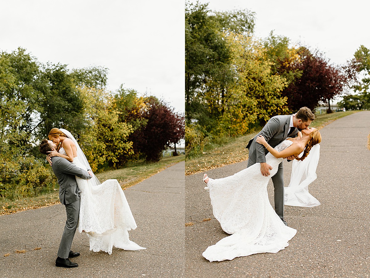 Glass House wedding in fall